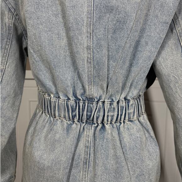 Whiteroom + Cactus Denim Long Sleeve Full Zip Mini Dress Light Wash Blue Size M - Picture 11 of 16